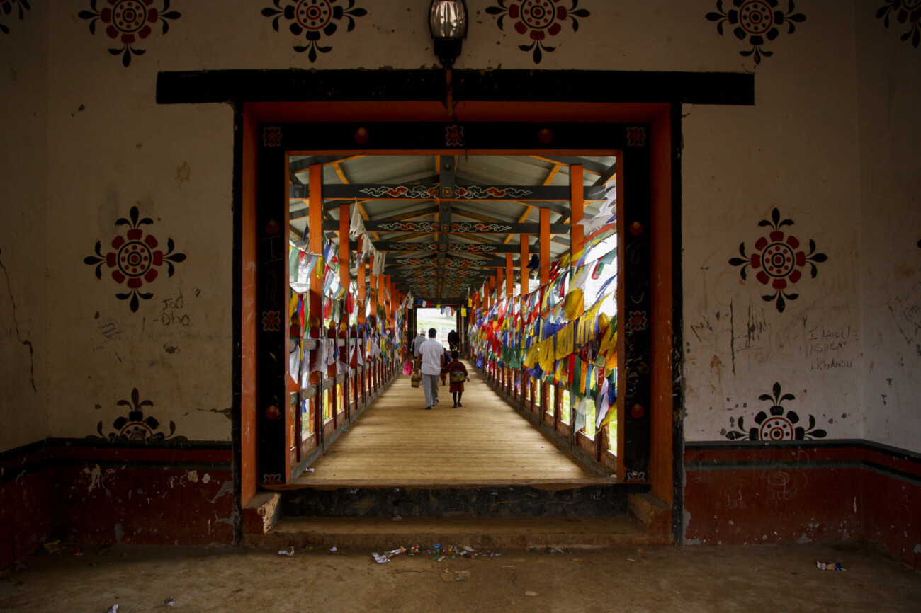 Wooden cantilever by the school, Thimphu, Bhutan